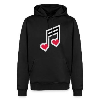 Musiknoten, Herzen, Musik Note, Musiker, Band, Fun - Männer Premium Bio Hoodie - Schwarz - Vorne - Nico (187cm)