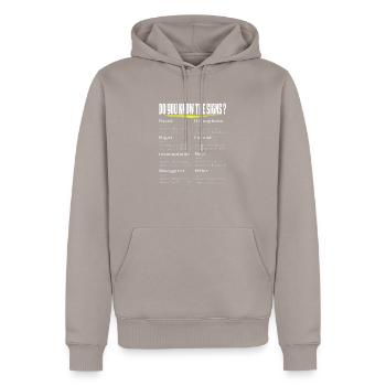 Funny Conservative Design Do you Know the Signs? - Men’s Premium Organic Hoodie - taupe - Front - Nico (187cm)