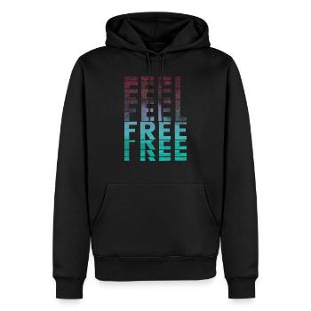 Feel Free Fühl dich Frei Lebensgefühl Spruch - Männer Premium Bio Hoodie - Schwarz - Vorne - Nico (187cm)