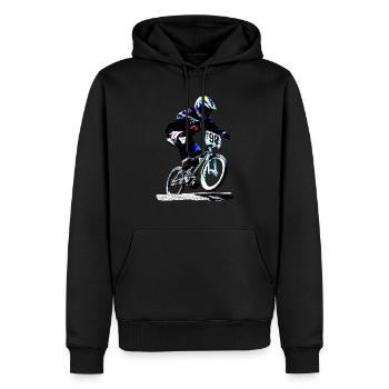 bmx - Männer Premium Bio Hoodie - Schwarz - Vorne - Nico (187cm)