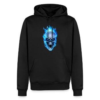 Schädel, blauer Schädel, Schädel-t-Shirts, Schädel Hoodies - Männer Premium Bio Hoodie - Schwarz - Vorne - Nico (187cm)