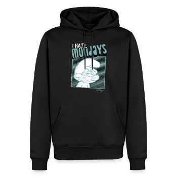Les Schtroumpfs Je Déteste Les Lundis - Sweat à capuche Premium bio Homme - noir - Devant - Nico (187cm)
