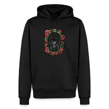 Roses araignées - Sweat à capuche Premium bio Homme - noir - Devant - Nico (187cm)