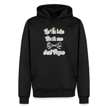 le roi du barbecue c est papa - Sweat à capuche Premium bio Homme - noir - Devant - Nico (187cm)