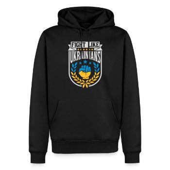 fight like ukrainians Zitat - Männer Premium Bio Hoodie - Schwarz - Vorne - Nico (187cm)