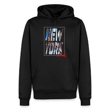 New York Ny - Sweat à capuche Premium bio Homme - noir - Devant - Nico (187cm)