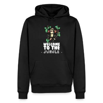 Willkommen im Dschungel - Männer Premium Bio Hoodie - Schwarz - Vorne - Nico (187cm)