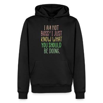 herrisches lustiges Zitat - Männer Premium Bio Hoodie - Schwarz - Vorne - Nico (187cm)