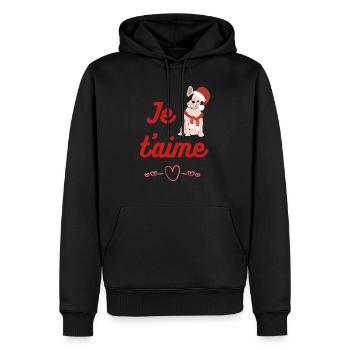 Je t'aime - French Quote - I Love You - Men’s Premium Organic Hoodie - black - Front - Nico (187cm)