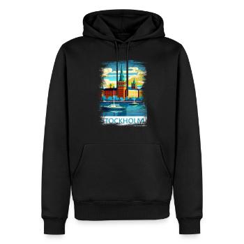 Stockholm Sweden Sweden Nordic Region Scandinavia - Men’s Premium Organic Hoodie - black - Front - Nico (187cm)