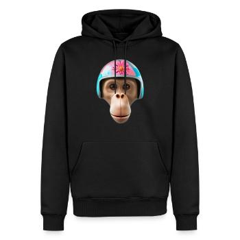 Affe mit Vintage-Helm - Männer Premium Bio Hoodie - Schwarz - Vorne - Nico (187cm)