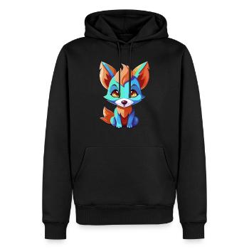 Orange Blue Fantasy Fox - Men’s Premium Organic Hoodie - black - Front - Nico (187cm)