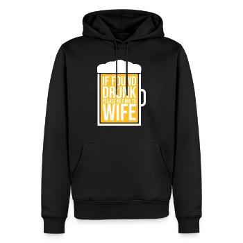 Si vous êtes trouvé ivre, veuillez retourner à la blague du mari de la femme - Sweat à capuche Premium bio Homme - noir - Devant - Nico (187cm)