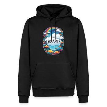 rêver - rêveur - rêveuse - rêve - rêverie - Sweat à capuche Premium bio Homme - noir - Devant - Nico (187cm)