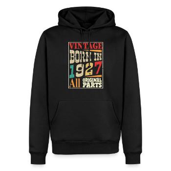 Vintage born in 1927 - Original parts - Sweat à capuche Premium bio Homme - noir - Devant - Nico (187cm)