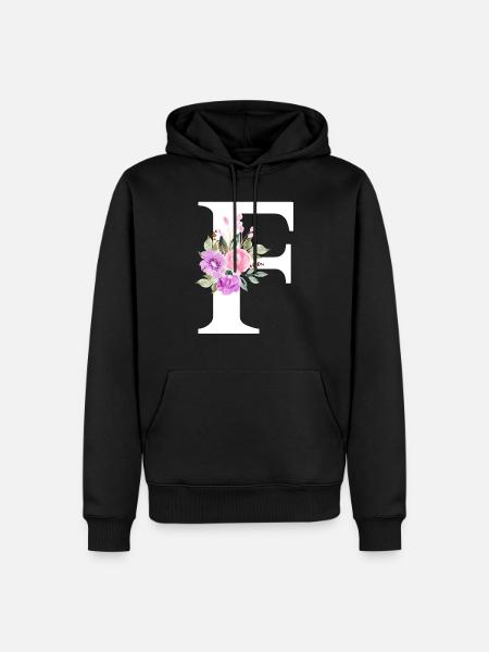 Lila Blumenbuchstabe F - Männer Premium Bio Hoodie - Schwarz