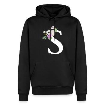 Lila Blumenbuchstabe S - Männer Premium Bio Hoodie - Schwarz - Vorne - Nico (187cm)