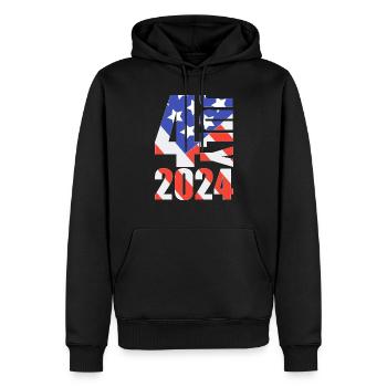 Patriotic T-shirt for July 4, 2024 in the USA - Men’s Premium Organic Hoodie - black - Front - Nico (187cm)