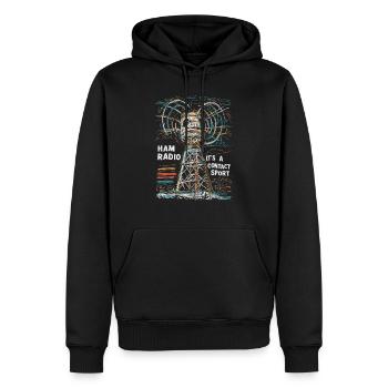 Radio amateur – Le contact est tout ! - Sweat à capuche Premium bio Homme - noir - Devant - Nico (187cm)