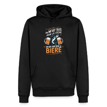 Schlechtes Angeln, aber gutes Bier - Humor - Männer Premium Bio Hoodie - Schwarz - Vorne - Nico (187cm)