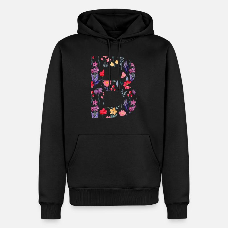 Personalisierter Blumenbuchstabe b - Geschenkidee - Männer Premium Bio Hoodie - Schwarz