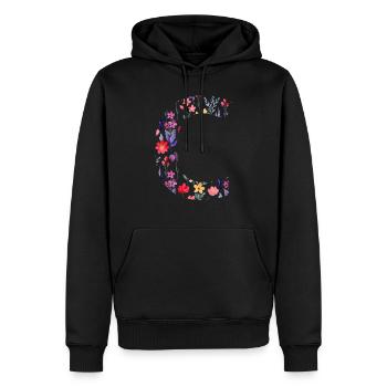 Personalisierter Blumenbuchstabe c - Geschenkidee - Männer Premium Bio Hoodie - Schwarz - Vorne - Nico (187cm)