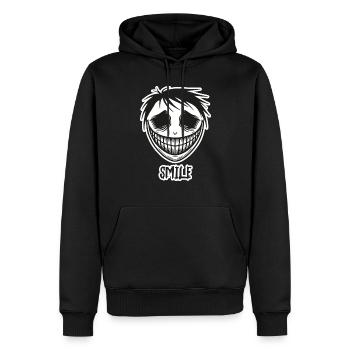 Visage souriant effrayant - Conception de sourire - Sweat à capuche Premium bio Homme - noir - Devant - Nico (187cm)