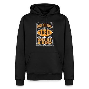 Vintage Né(e) en 1931 made in 1931 94 ans. Art_20 - Sweat à capuche Premium bio Homme - noir - Devant - Nico (187cm)