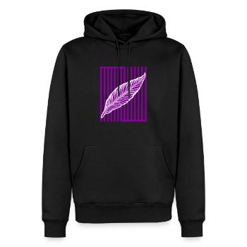 Feder auf vertikalem Balken - Männer Premium Bio Hoodie - Schwarz - Vorne - Nico (187cm)