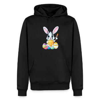Easter bunny with Easter eggs - Men’s Premium Organic Hoodie - black - Front - Nico (187cm)