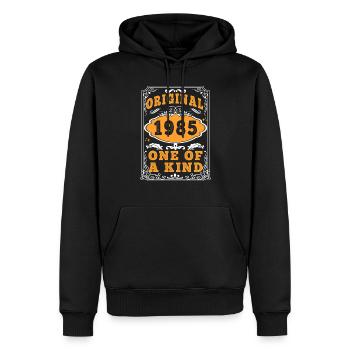 Vintage Né(e) en 1985 made in 1985 40 ans. Art_20 - Sweat à capuche Premium bio Homme - noir - Devant - Nico (187cm)