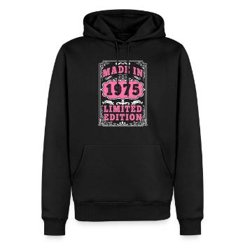 Vintage Born in 1975 made in 1975 50 years old. Art_20 - Men’s Premium Organic Hoodie - black - Front - Nico (187cm)