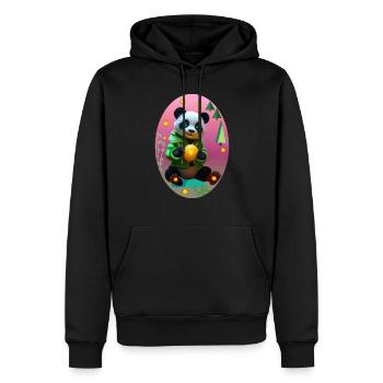 Cyber Panda mit Neon Zitrone - Männer Premium Bio Hoodie - Schwarz - Vorne - Nico (187cm)