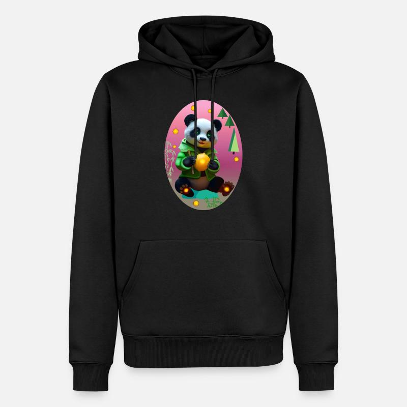 Cyber panda avec citron néon - Sweat à capuche Premium bio Homme - noir