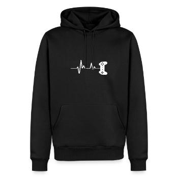 Ecg Heartbeat Video Game Player Gaming Console Pc - Männer Premium Bio Hoodie - Schwarz - Vorne - Nico (187cm)
