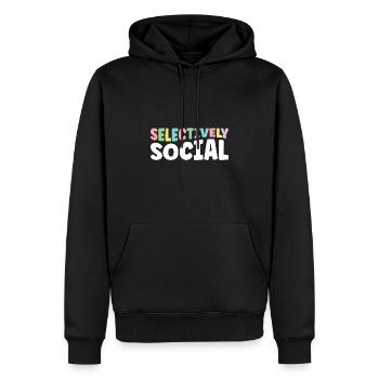 Dictons sociaux sélectifs pour les introvertis - Sweat à capuche Premium bio Homme - noir - Devant - Nico (187cm)