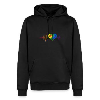 Pride Heart Lgbtq Bisexual Rainbow Love Transgende - Männer Premium Bio Hoodie - Schwarz - Vorne - Nico (187cm)