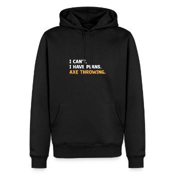 Je ne peux pas, j’ai des plans, lancer de hache, lanceur de hachette - Sweat à capuche Premium bio Homme - noir - Devant - Nico (187cm)