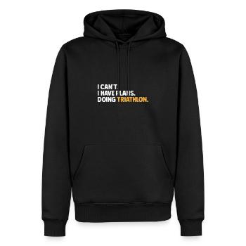 Ich kann nicht, ich habe Pläne, Triathlon-Triathlet zu werden - Männer Premium Bio Hoodie - Schwarz - Vorne - Nico (187cm)
