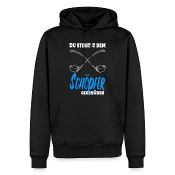 Du stehst dem Schöpfer gegenüber. Koch Chefkoch - Männer Premium Bio Hoodie - Schwarz - Vorne - Nico (187cm)