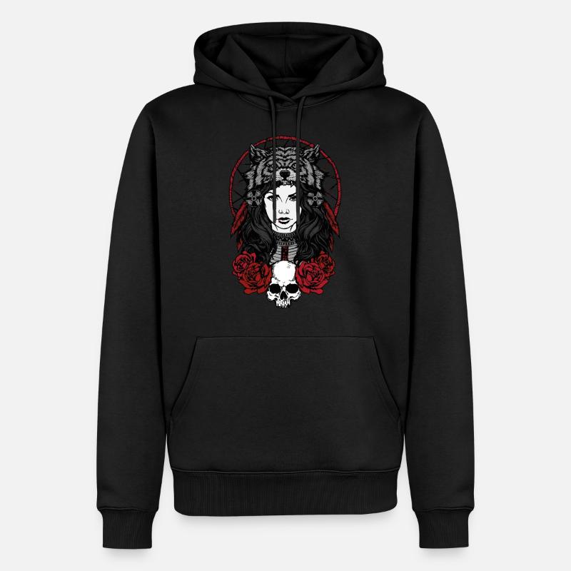 Red Shaman - Männer Premium Bio Hoodie - Schwarz