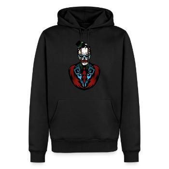 tete de mort costume cravate crane moustache chape - Sweat à capuche Premium bio Homme - noir - Devant - Nico (187cm)