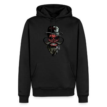 tete de mort hipster chapeau panther barbu moustac - Sweat à capuche Premium bio Homme - noir - Devant - Nico (187cm)