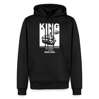 KING - Sweat à capuche Premium bio Homme - noir - Devant - Nico (187cm)