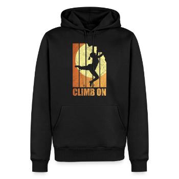 Rocher, escalade, femmes, escalade, rétro - Sweat à capuche Premium bio Homme - noir - Devant - Nico (187cm)
