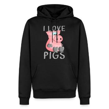 J'adore les cochons de porc - Sweat à capuche Premium bio Homme - noir - Devant - Nico (187cm)