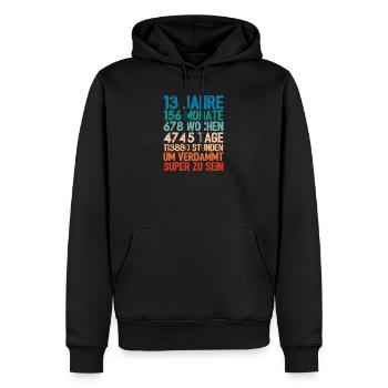 Cadeau d'anniversaire 13 ans 13 ans - Sweat à capuche Premium bio Homme - noir - Devant - Nico (187cm)
