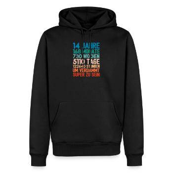 Cadeau d’anniversaire Pour 14 ans 14 ans - Sweat à capuche Premium bio Homme - noir - Devant - Nico (187cm)