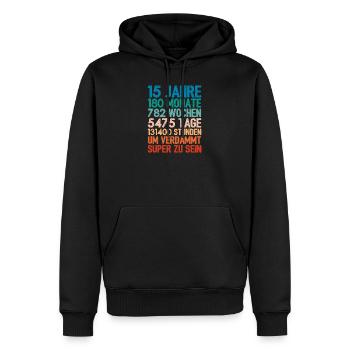 Cadeau d’anniversaire Pour 15 ans 15 ans - Sweat à capuche Premium bio Homme - noir - Devant - Nico (187cm)