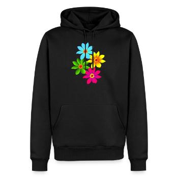bunte Blumen, Blüten, farbenfroher Blumenstrauß - Männer Premium Bio Hoodie - Schwarz - Vorne - Nico (187cm)